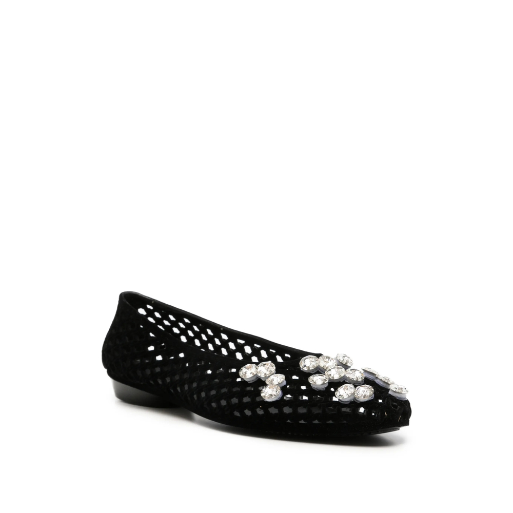 Lustre Crystal-Embellished Laser-Cut Ballet Flats