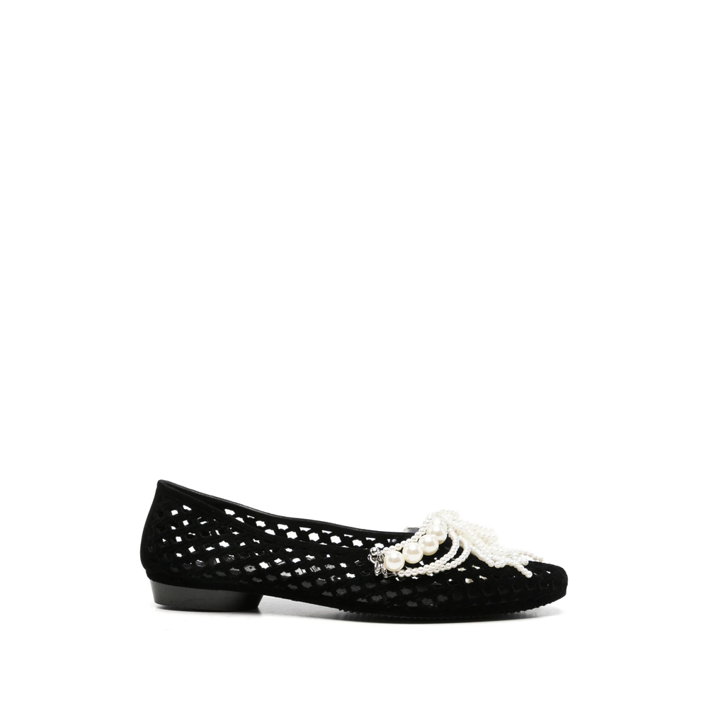 Heavenly Jelly Drift Pearl-embellished Cut-out Ballet Flats