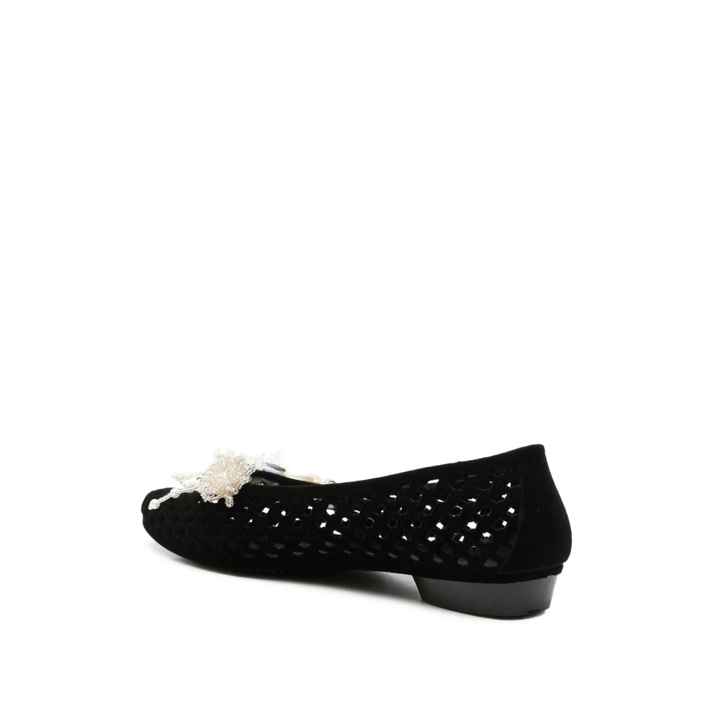 Burst Embellished Laser-Cut Ballet Flats