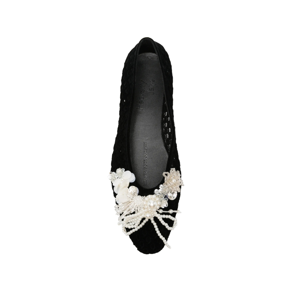 Burst Embellished Laser-Cut Ballet Flats