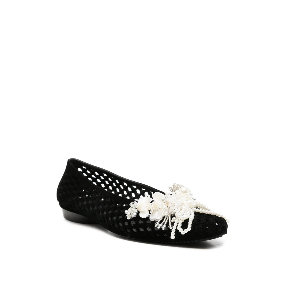 Burst Embellished Laser-Cut Ballet Flats