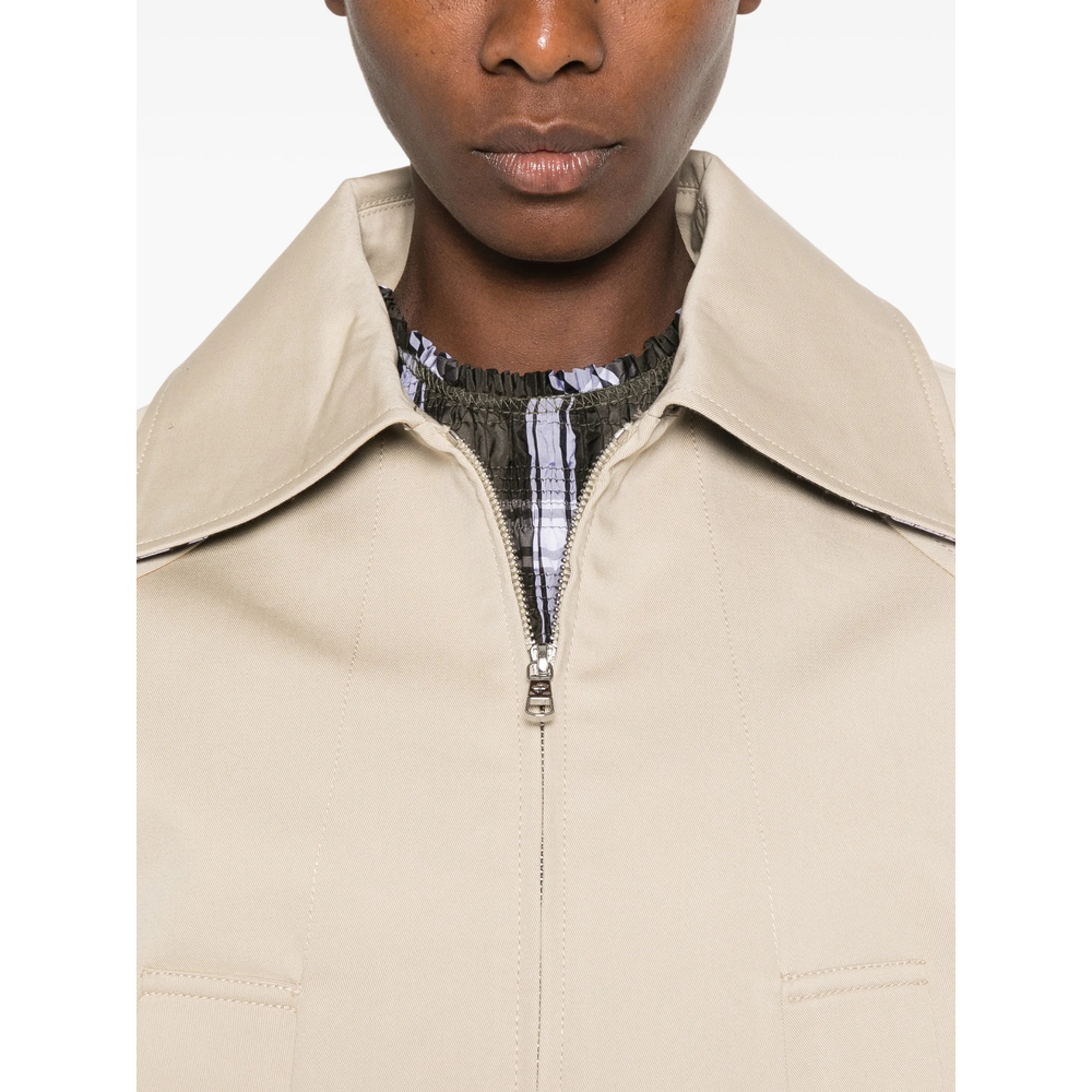 Zip-Fastening Pointed-Collar Jacket