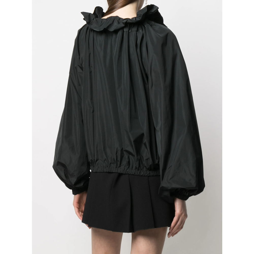 Grosgrain Puff-Sleeve Blouse