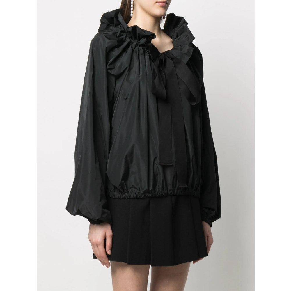 Grosgrain Puff-Sleeve Blouse