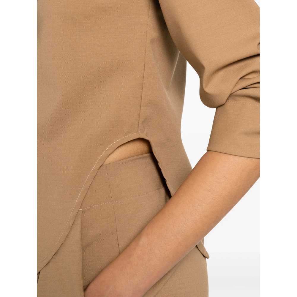 Curved-Hem Long-Sleeve Shirt