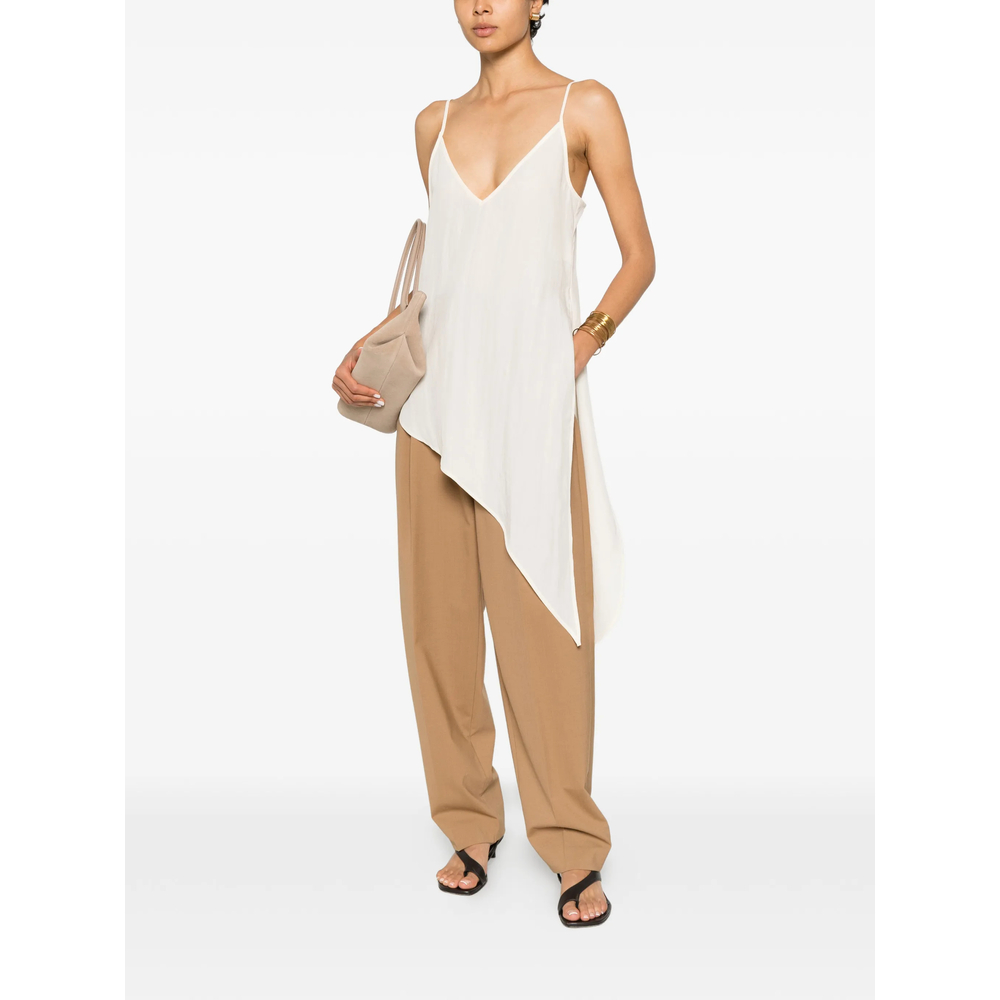 Asymmetric-Hem V-Neck Top