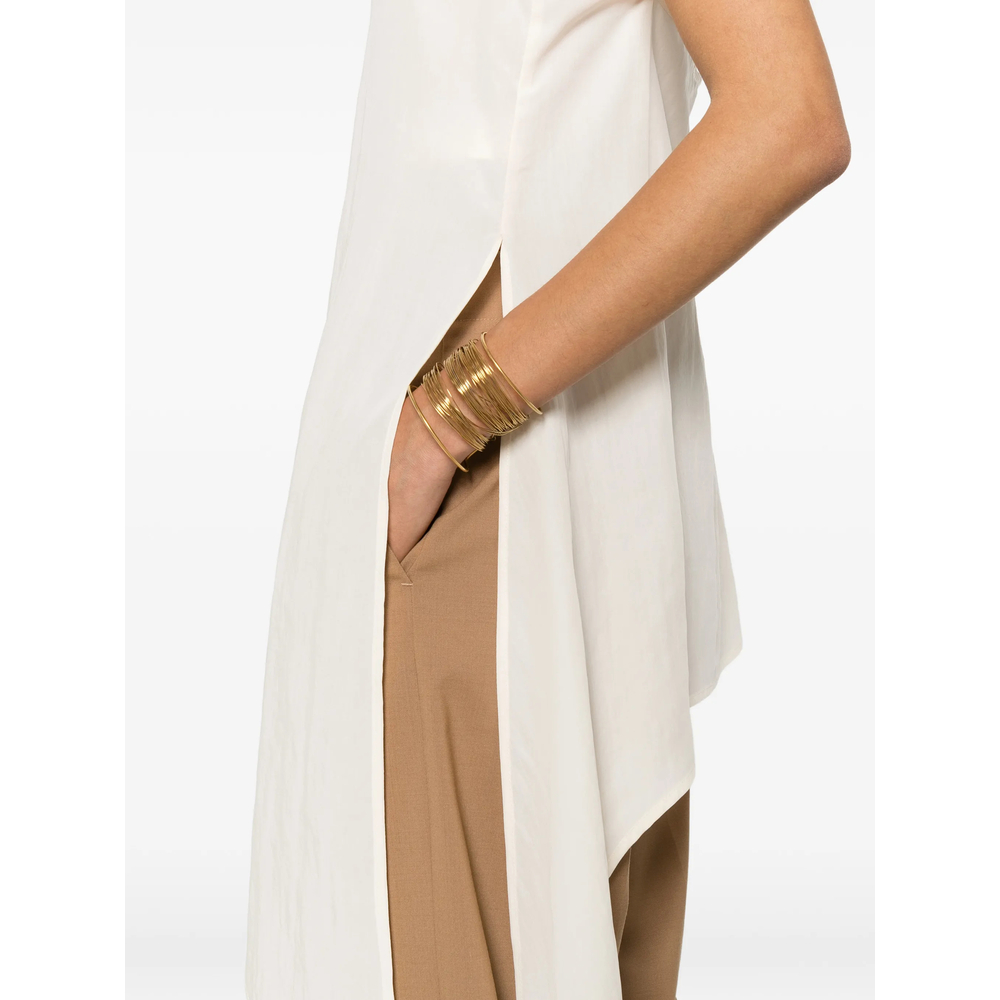 Asymmetric-Hem V-Neck Top