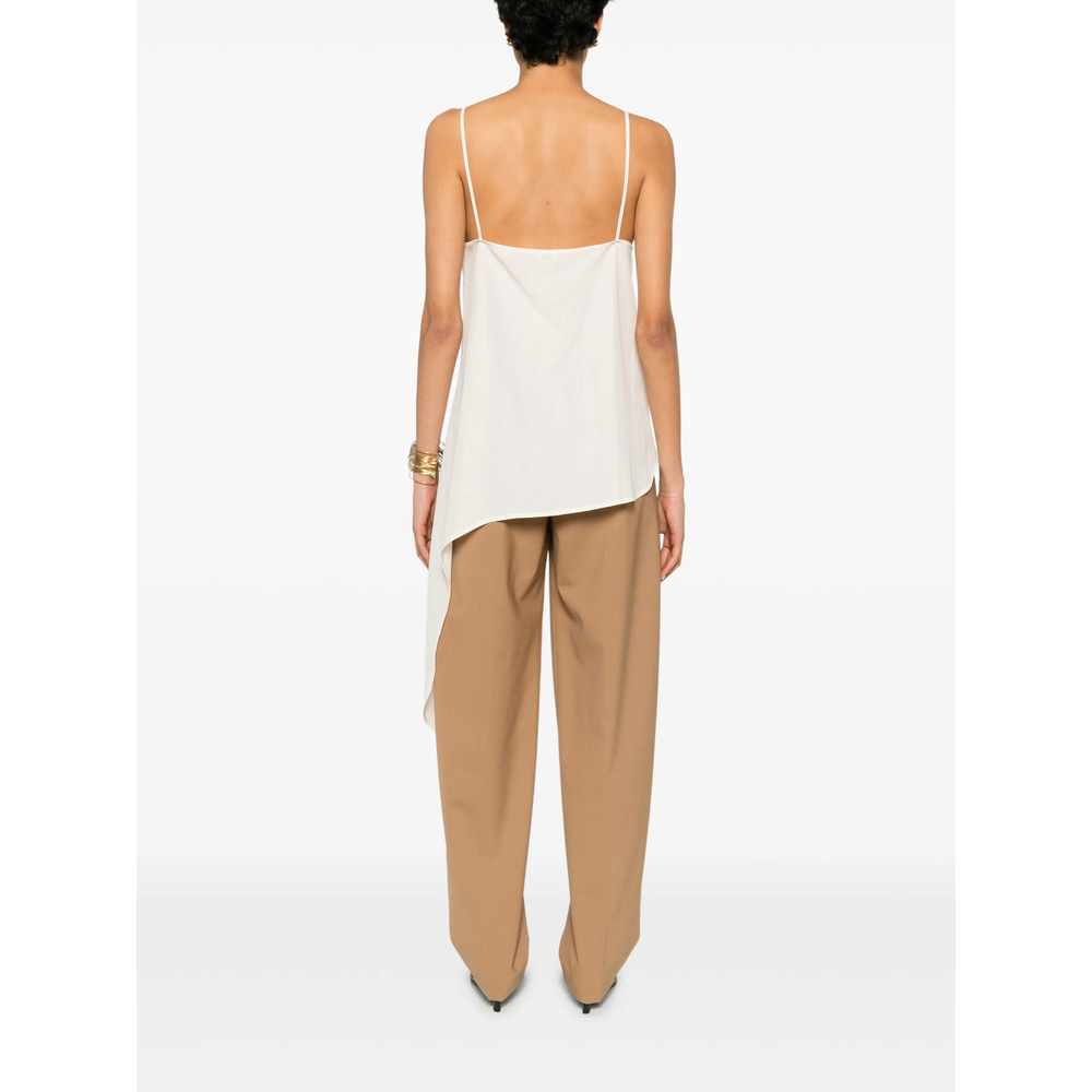 Asymmetric-Hem V-Neck Top