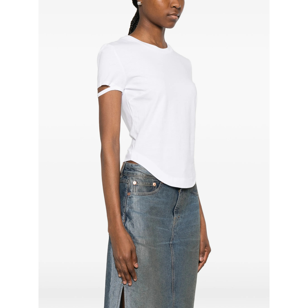 Tie-Detail Curved-Hem T-Shirt