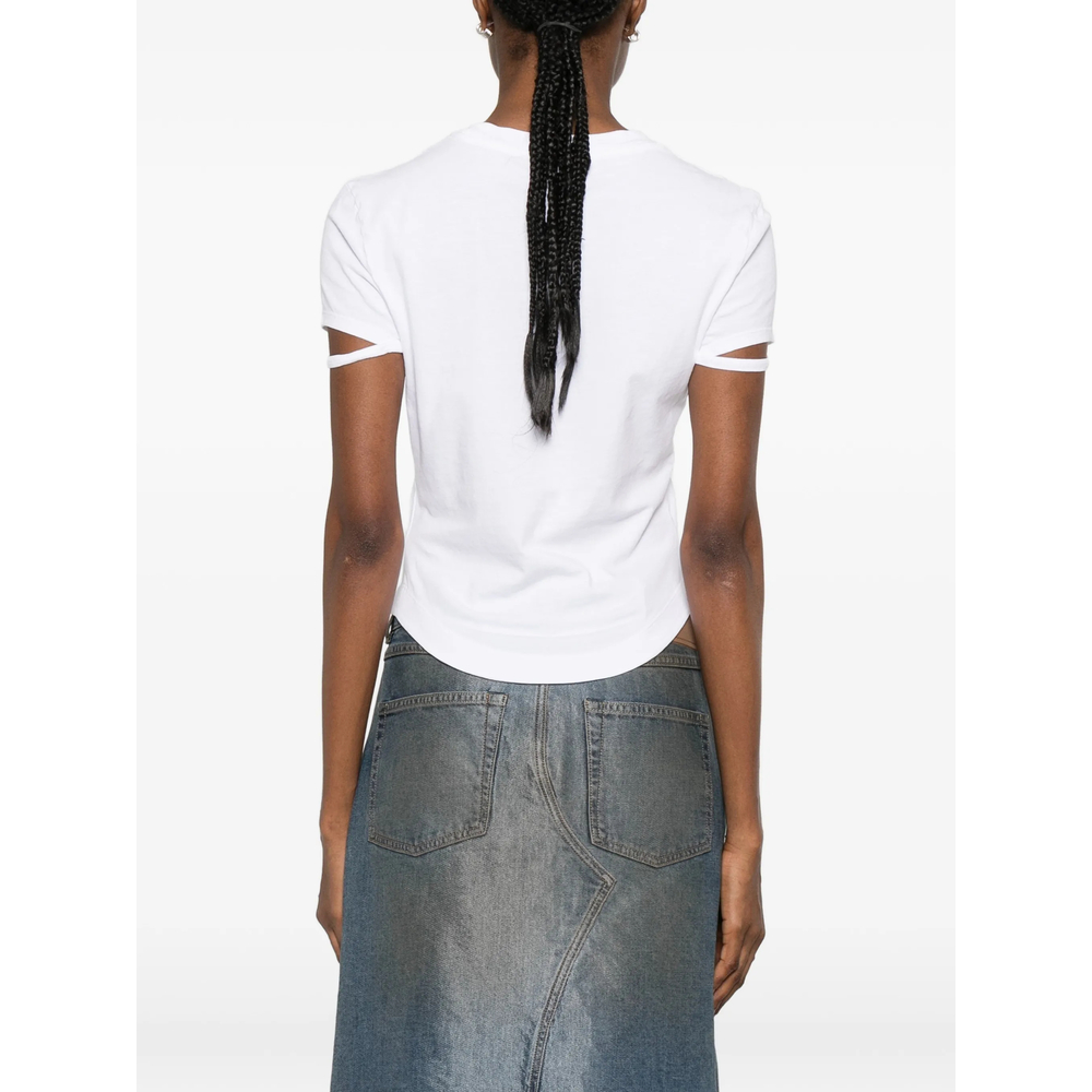 Tie-Detail Curved-Hem T-Shirt
