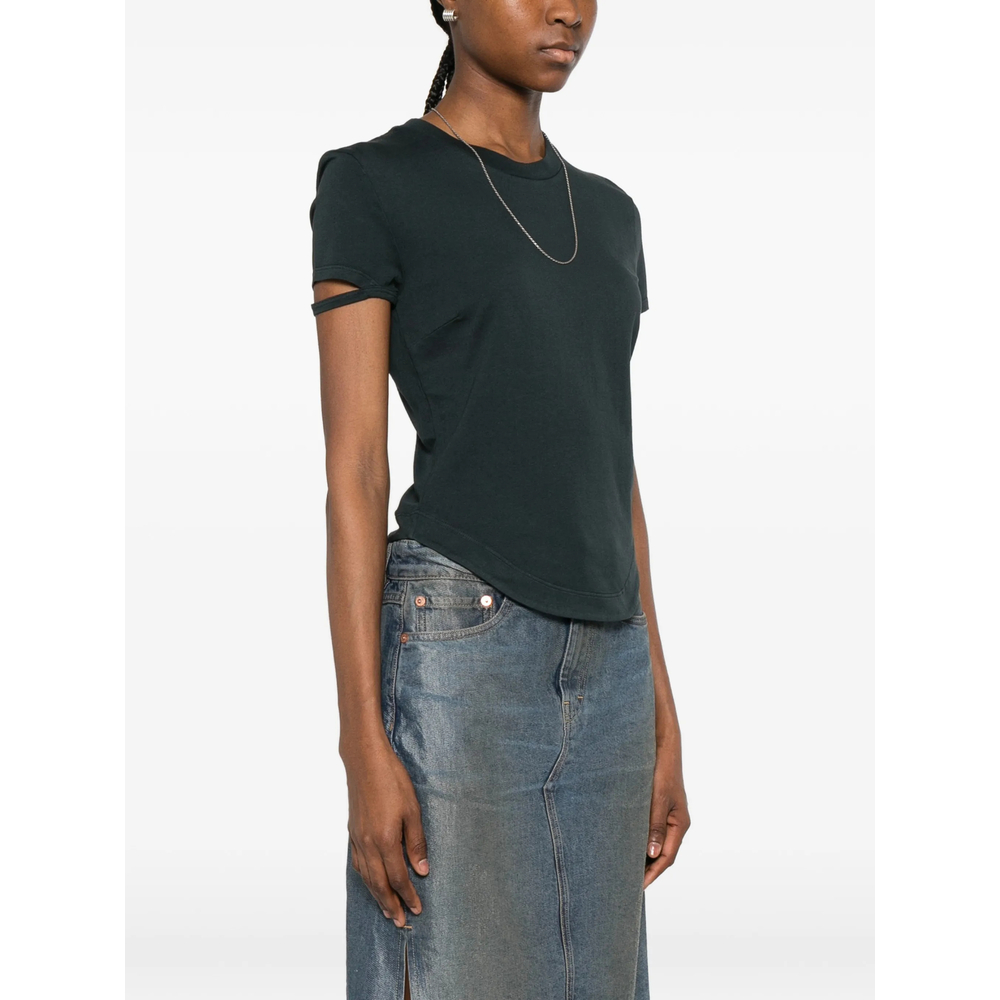 Bow-Detail Curved-Hem T-Shirt