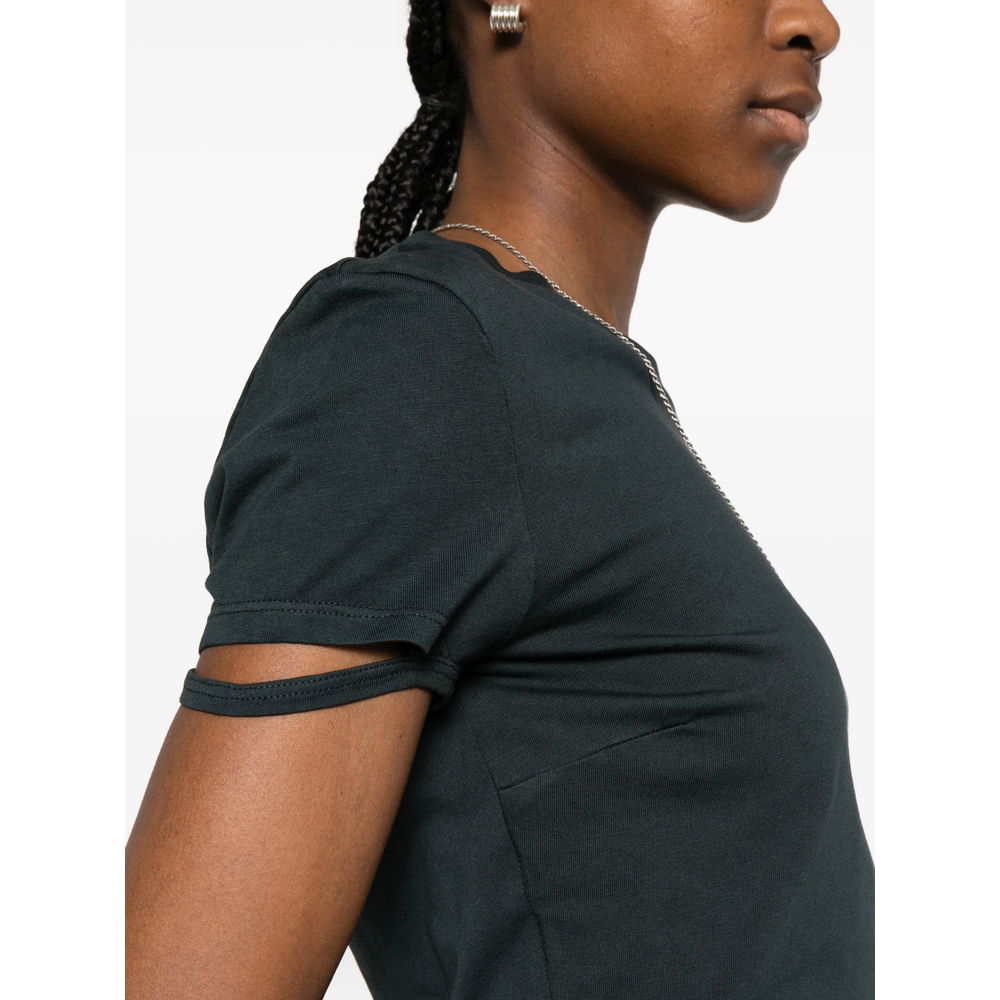 Bow-Detail Curved-Hem T-Shirt