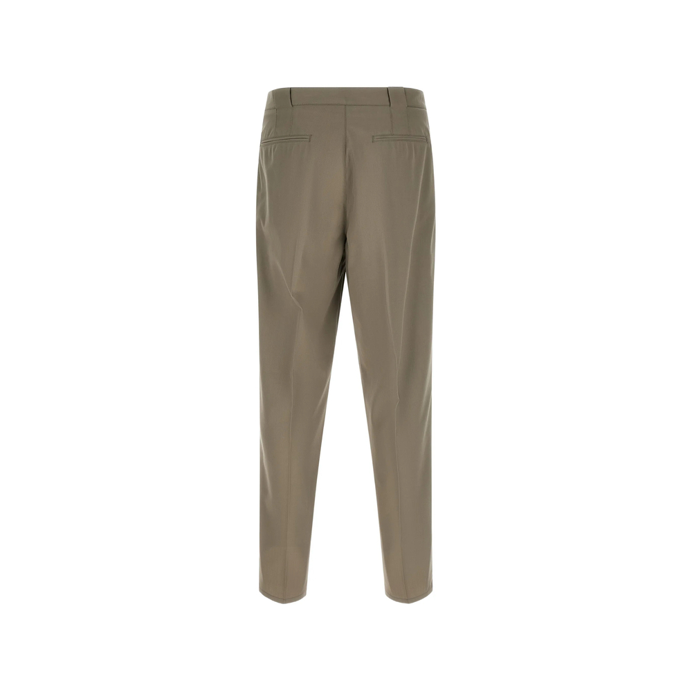 Cotton Crêpe Batavia Trousers With Pleat