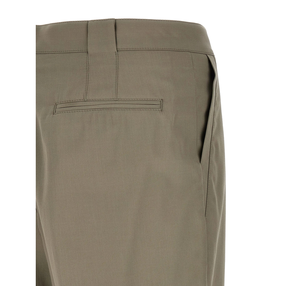 Cotton Crêpe Batavia Trousers With Pleat