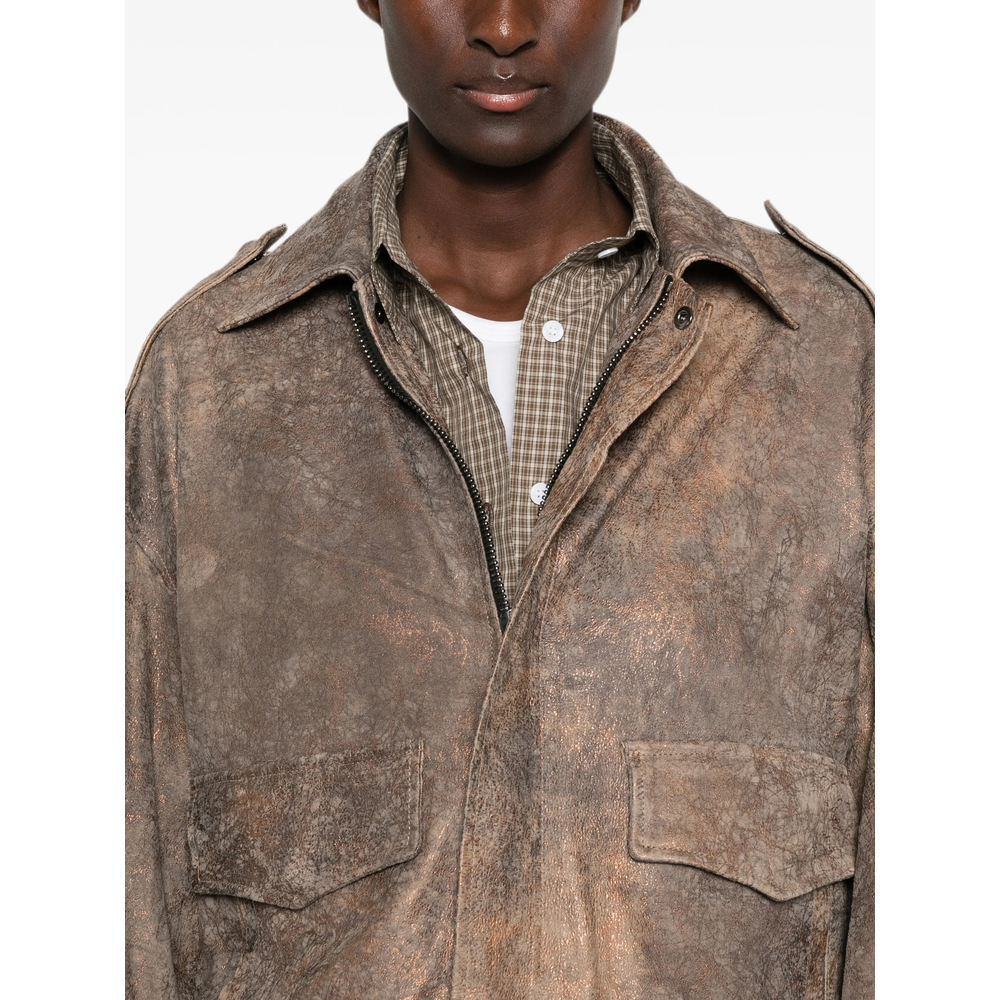 Distressed-Effect Epaulette Jacket