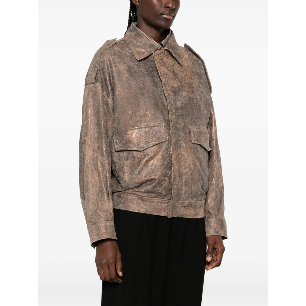 Distressed-Effect Epaulette Jacket