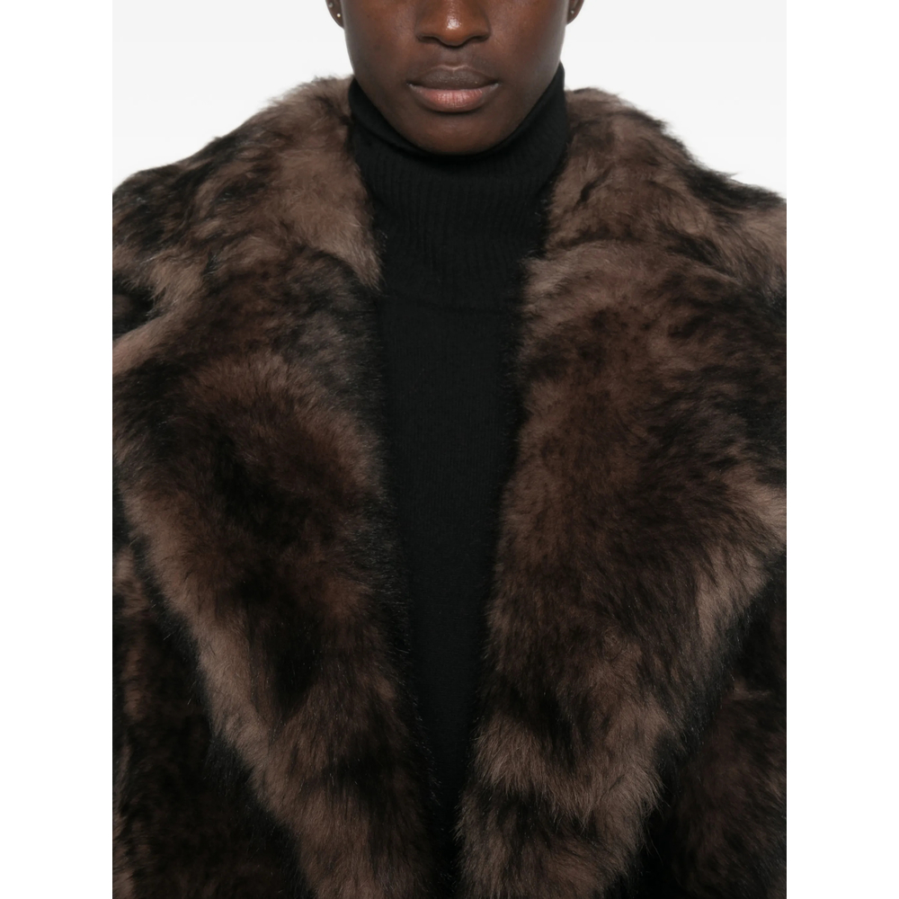 Leather Wide-Lapel Jacket
