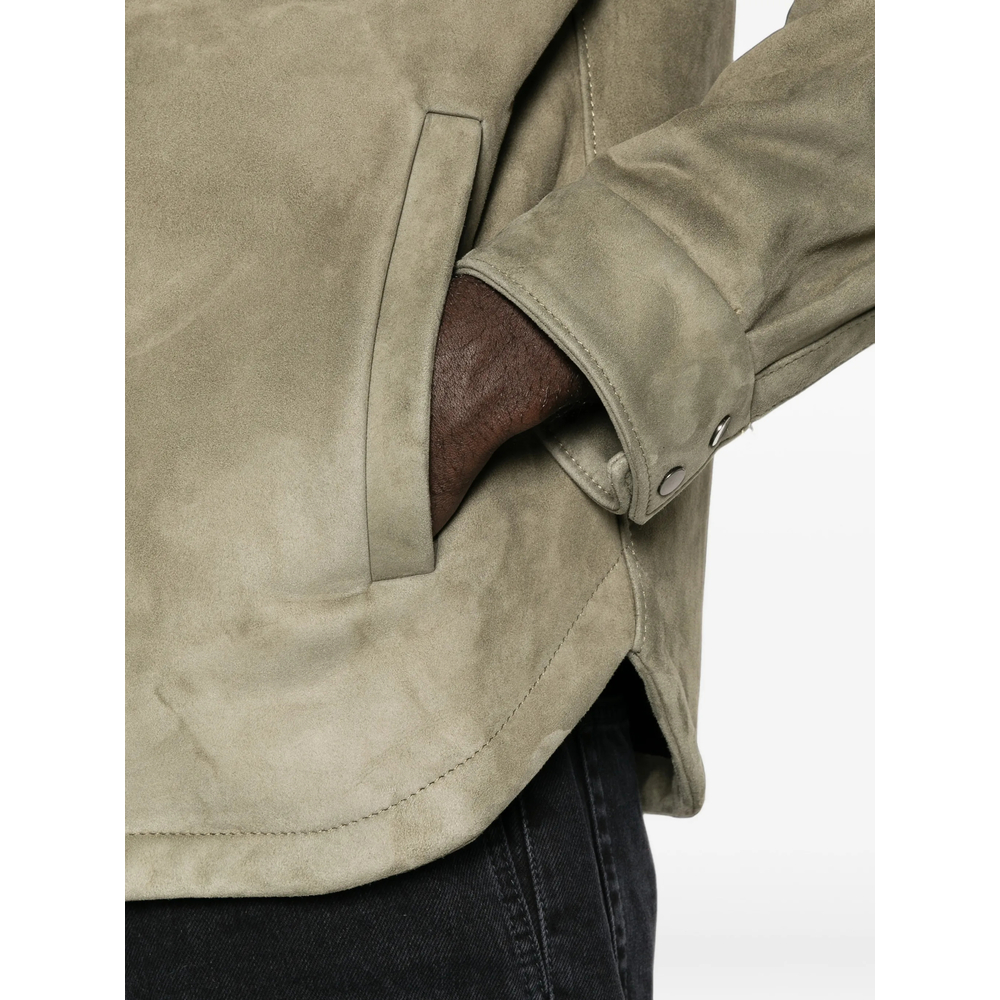 Suede Press-Stud Jacket