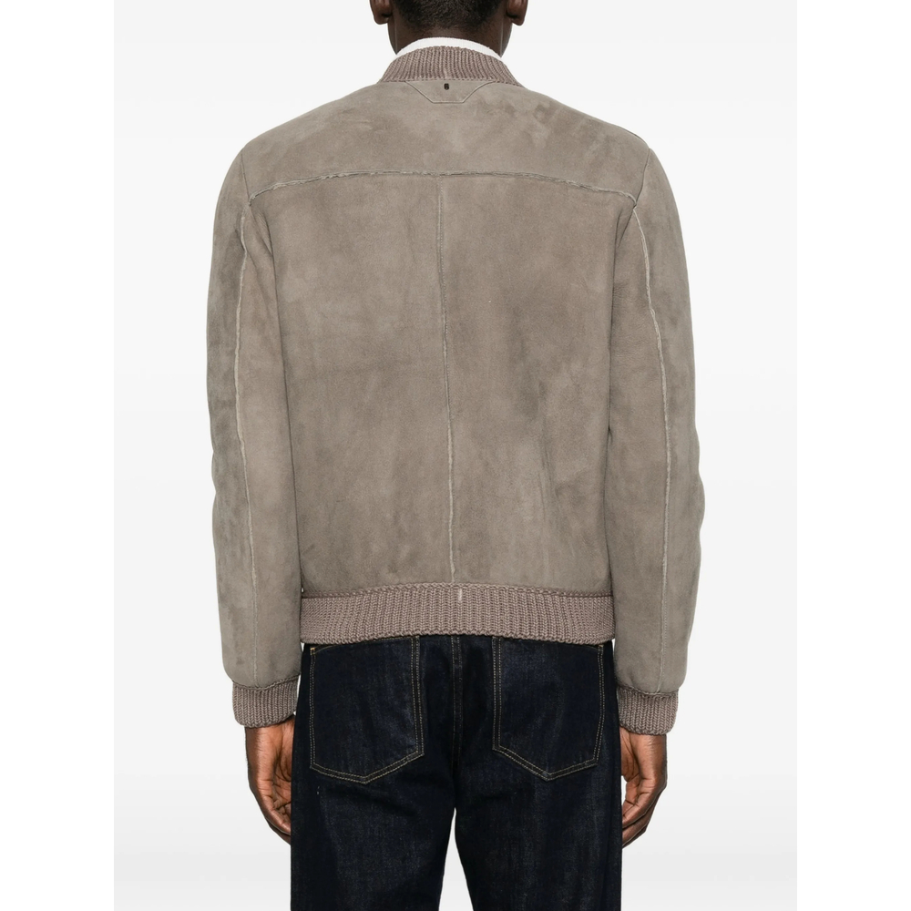 Suede Ribbed-Trim Jacket