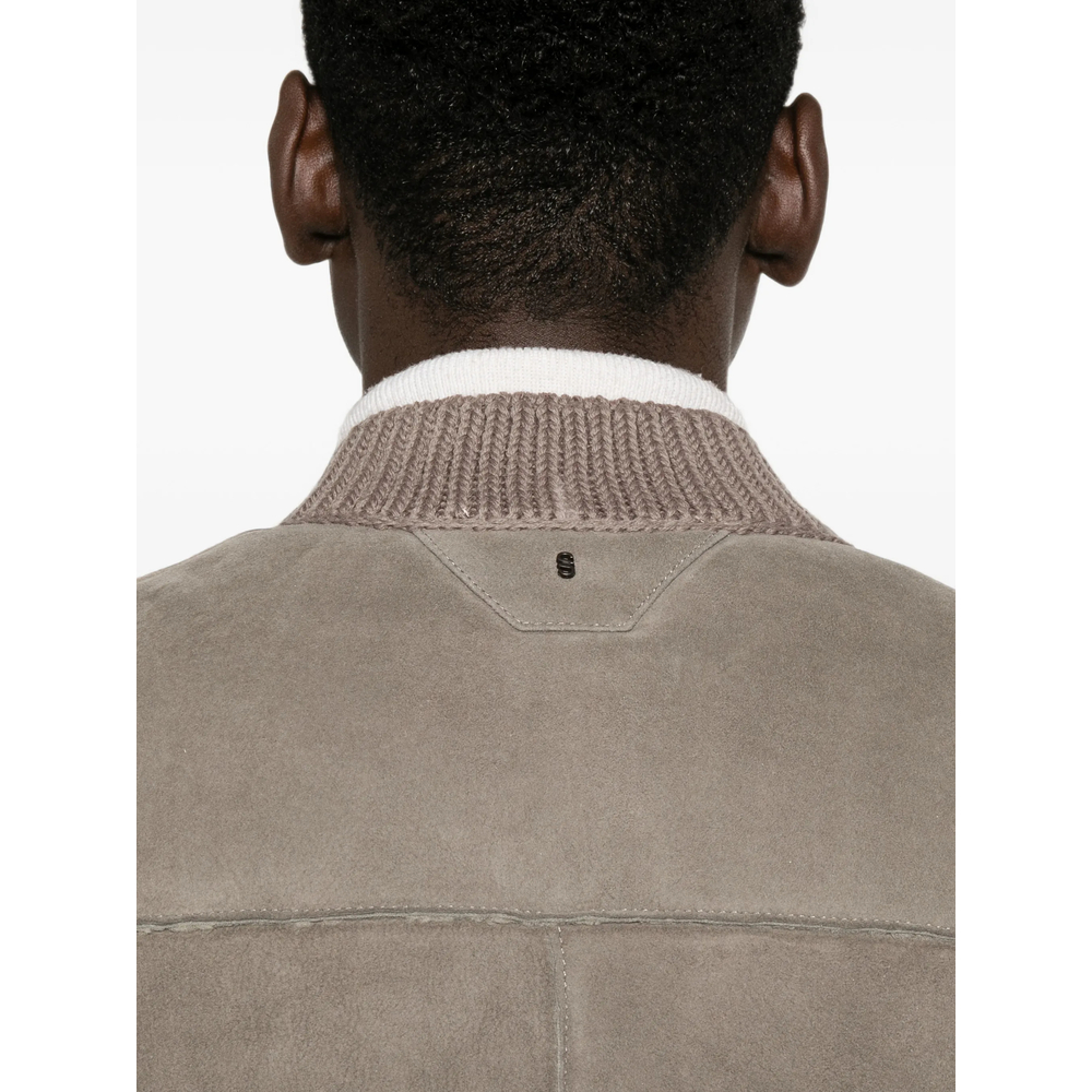 Suede Ribbed-Trim Jacket