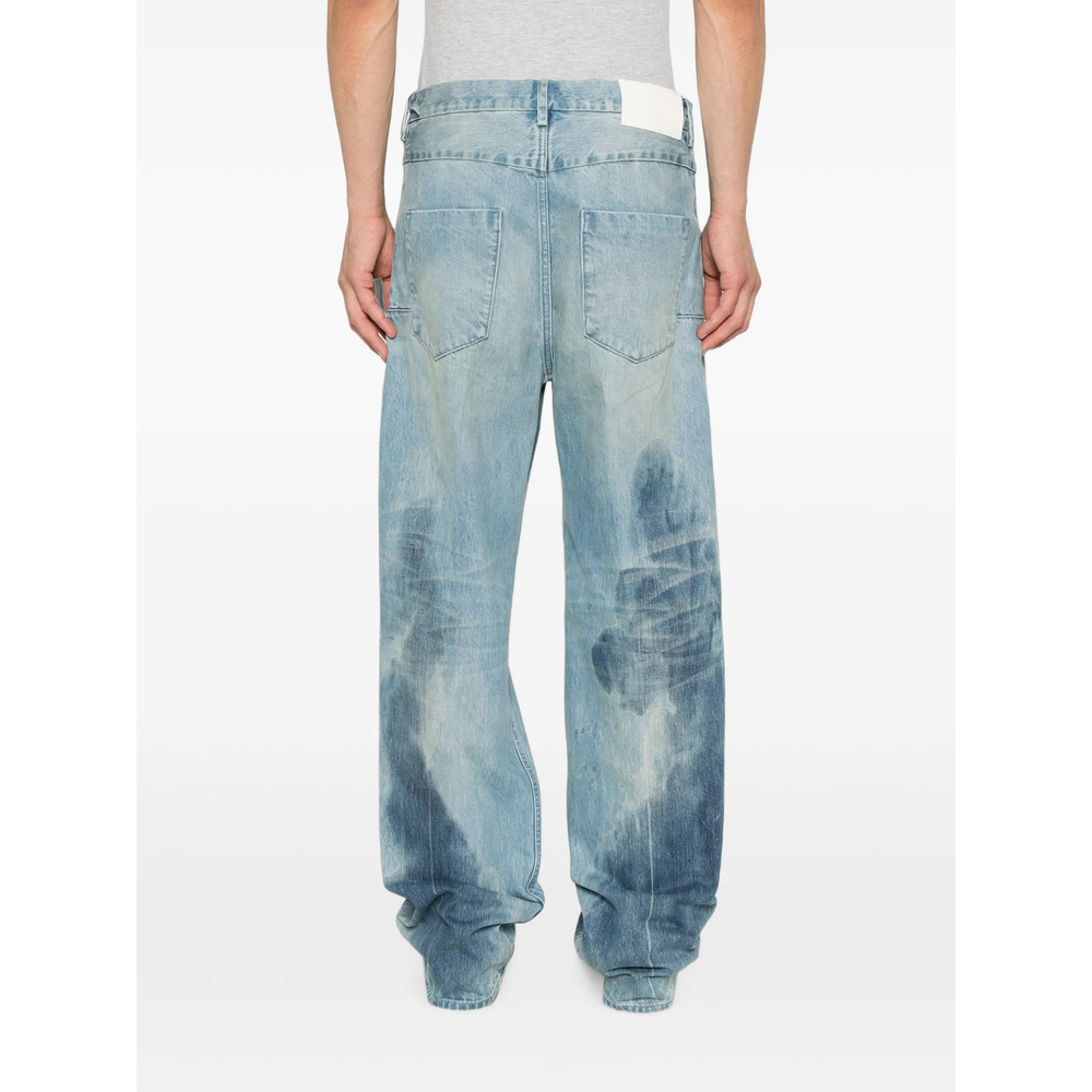 Faded Wide-Leg Denim Jeans