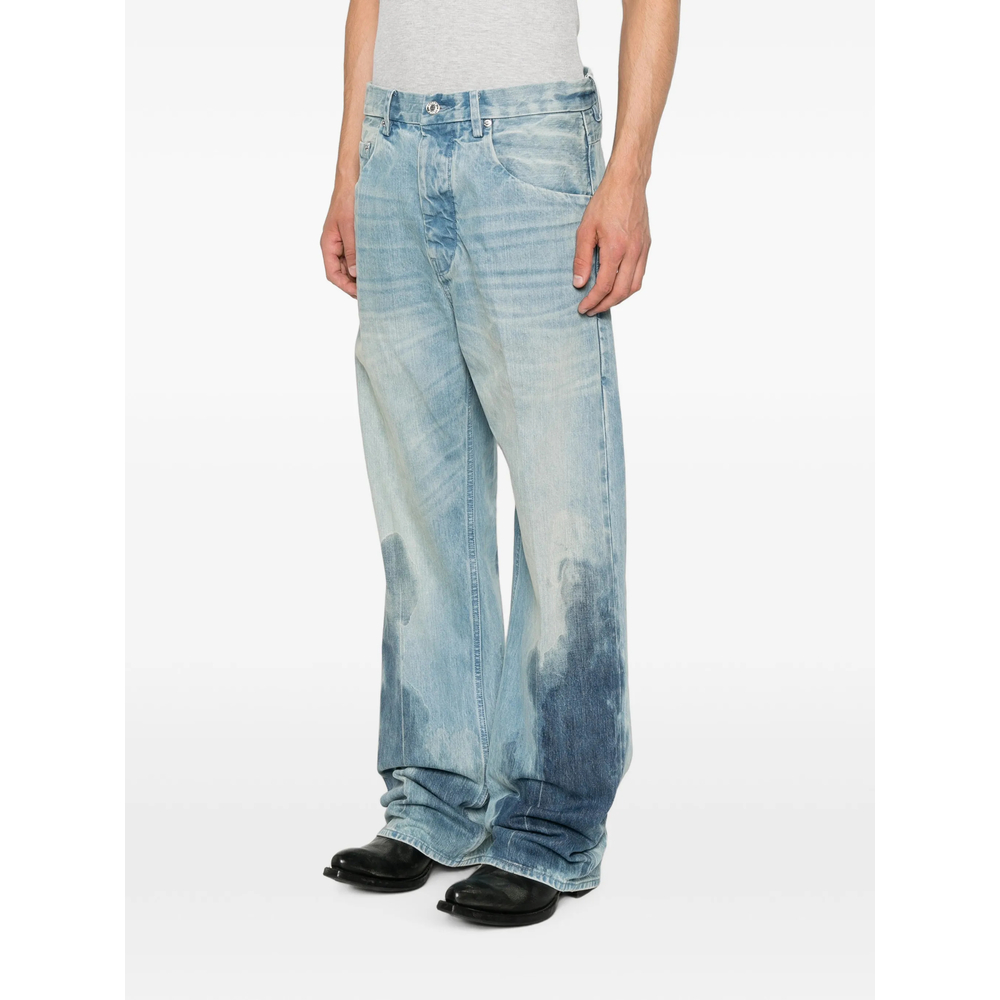 Faded Wide-Leg Denim Jeans