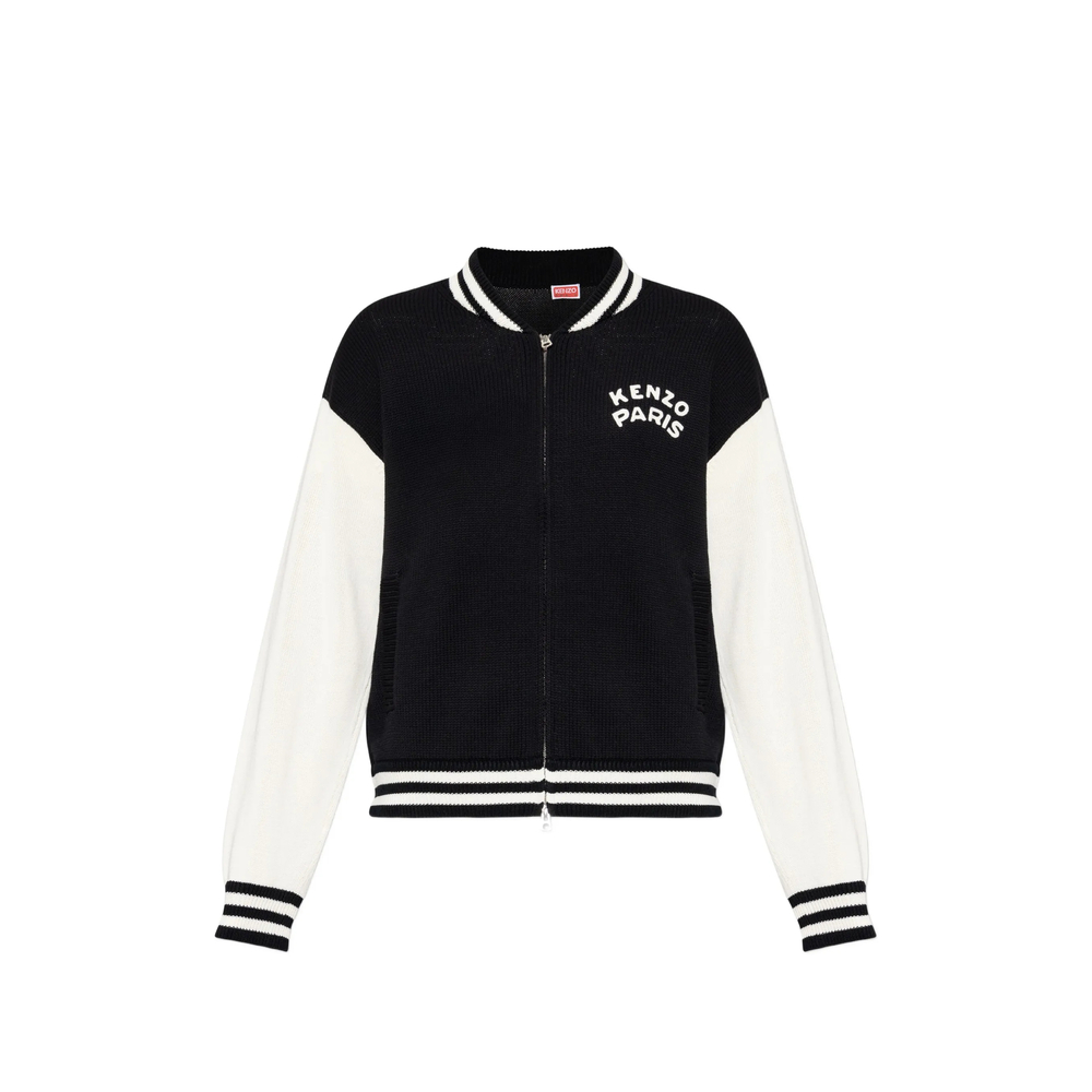 Logo-Embroidered Zip-Up Cardigan
