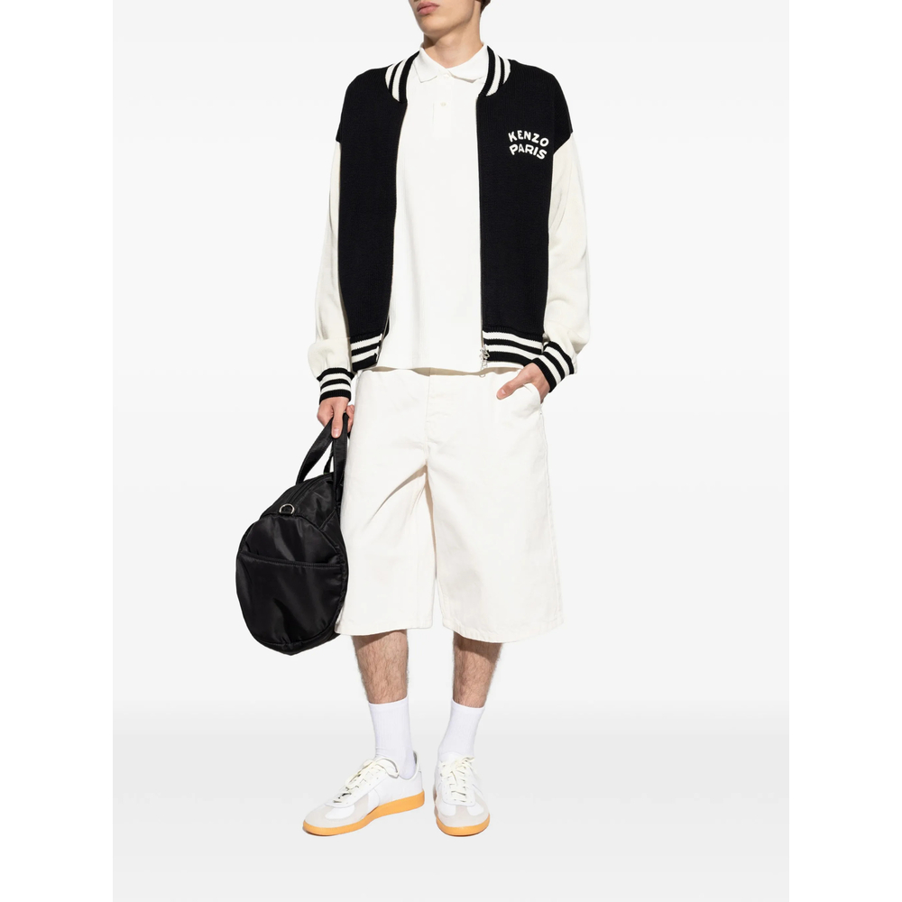 Logo-Embroidered Zip-Up Cardigan