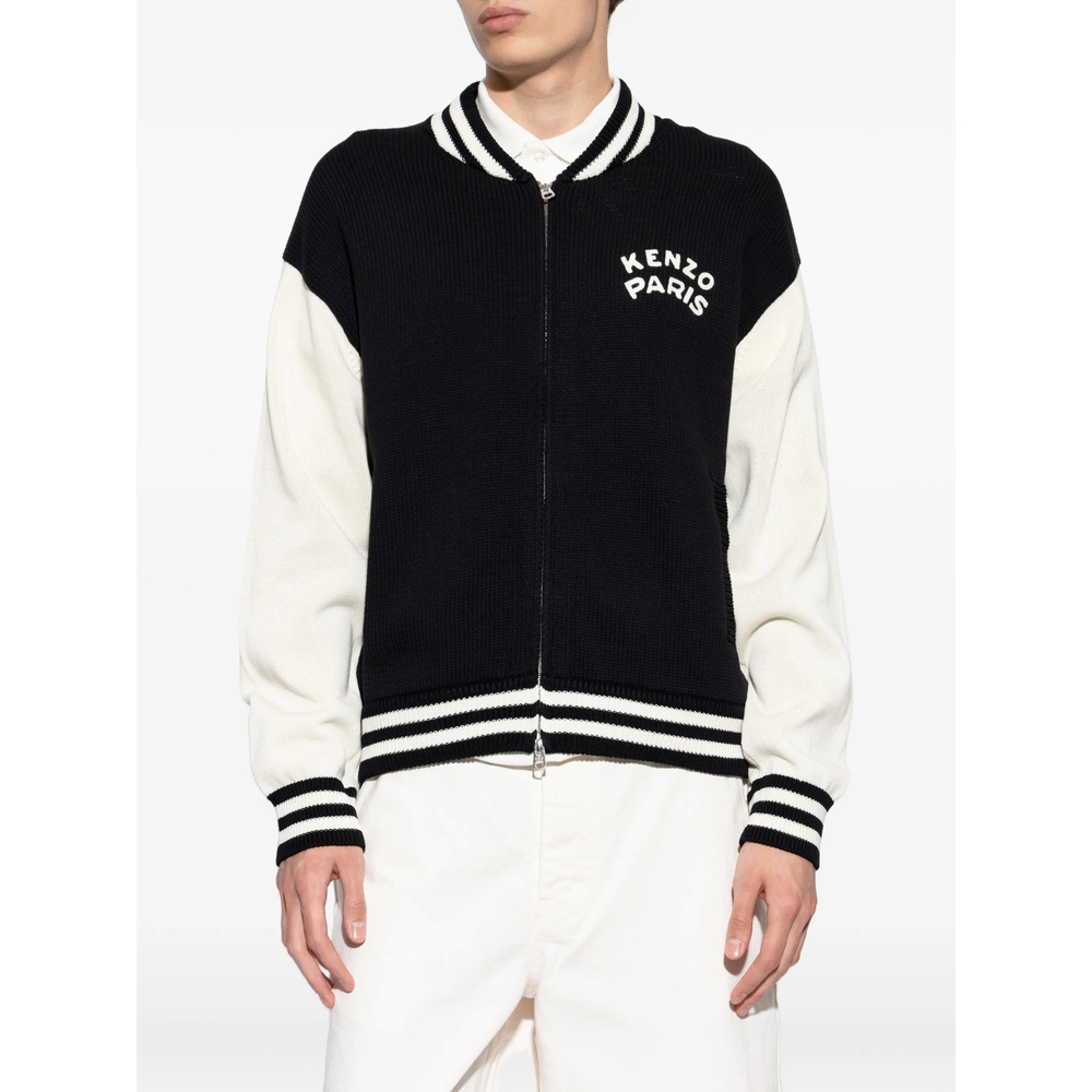 Logo-Embroidered Zip-Up Cardigan