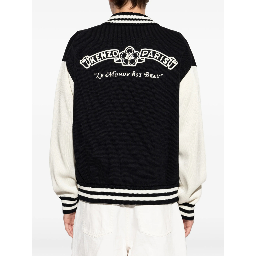 Logo-Embroidered Zip-Up Cardigan
