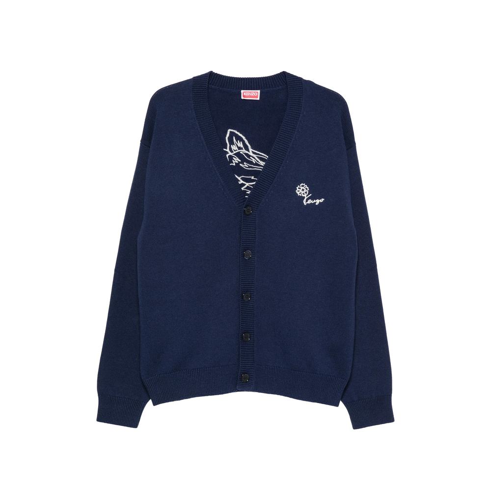 Floral-Embroidered Cardigan