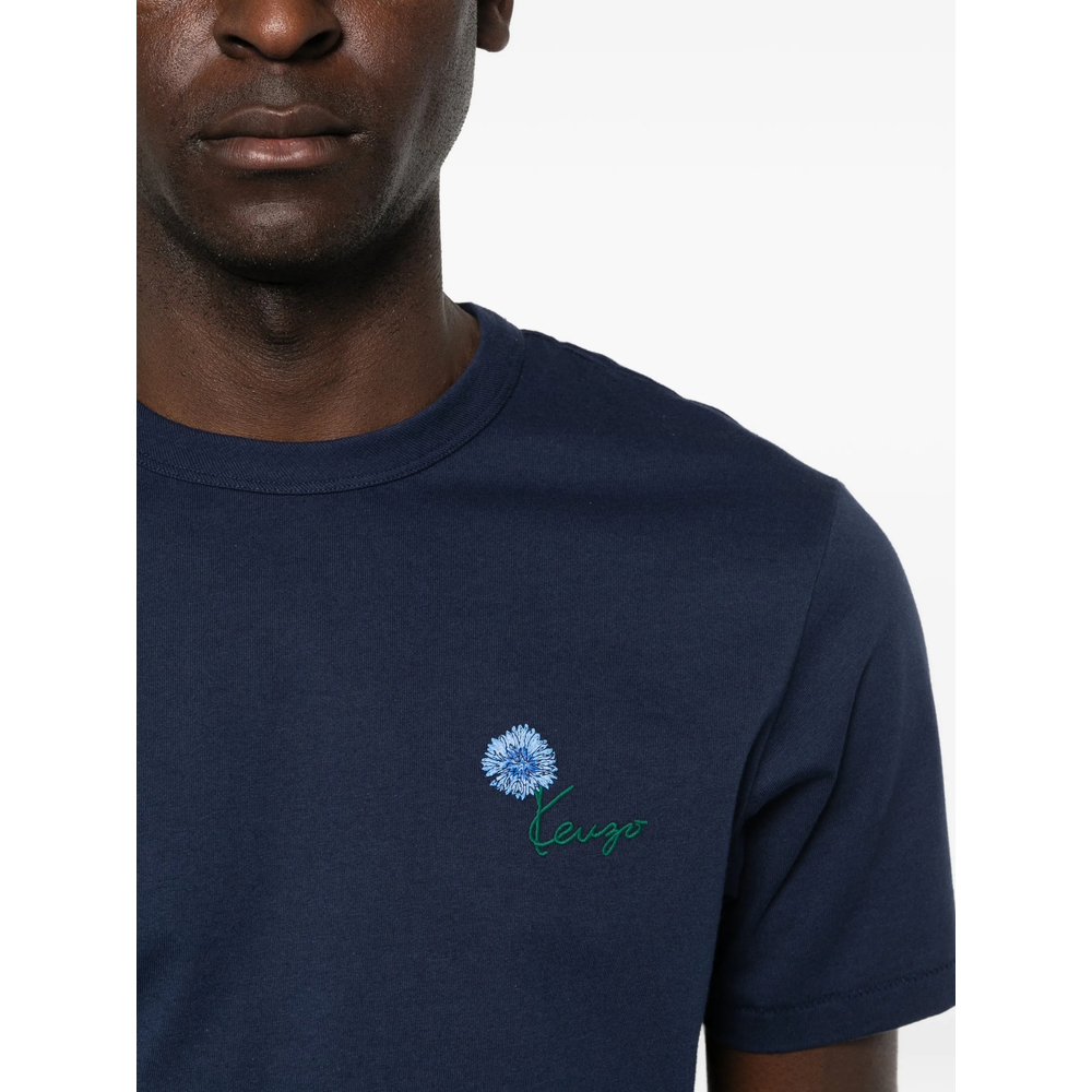 Flower-Embroidered Logo-Print T-Shirt