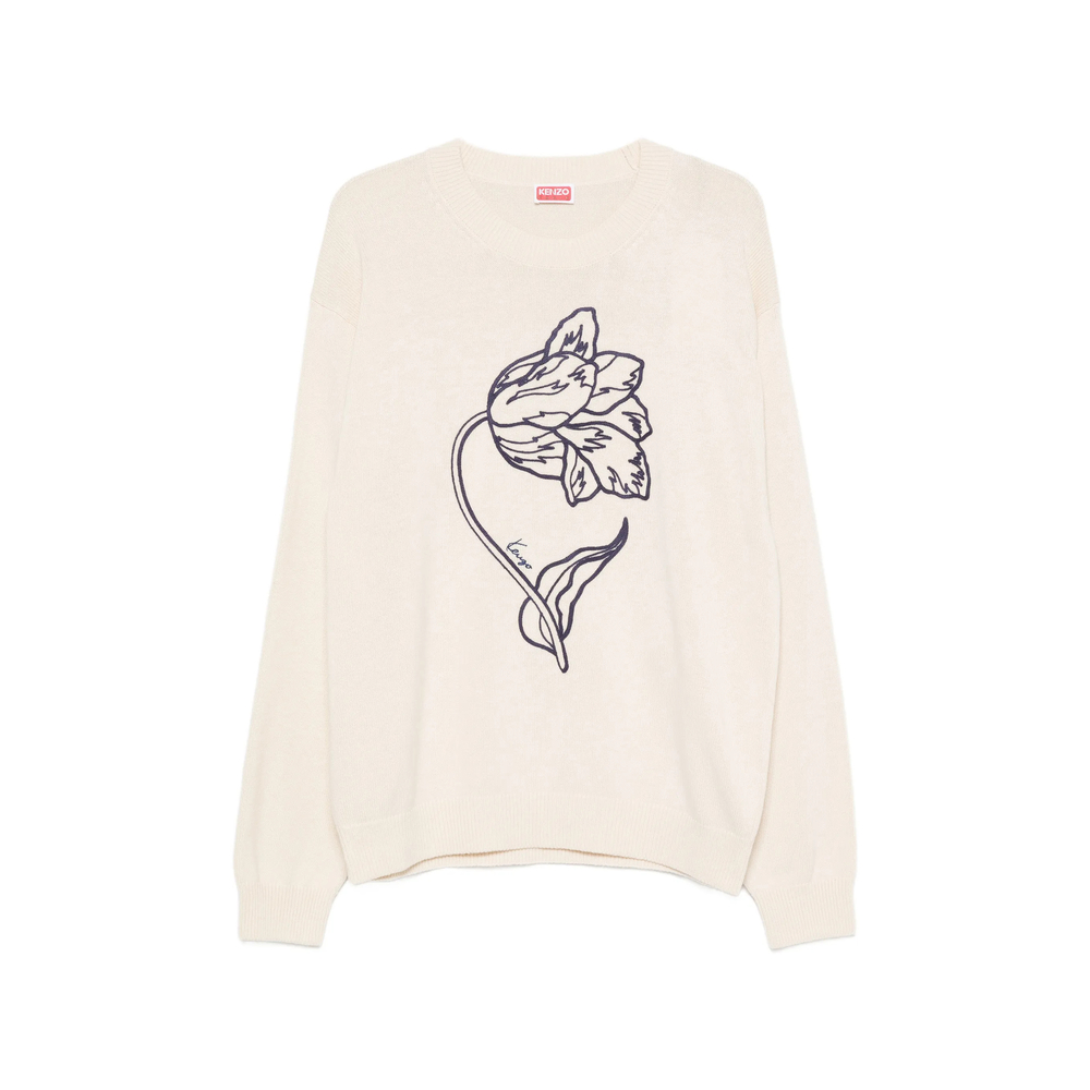 Floral-Embroidered Sweater