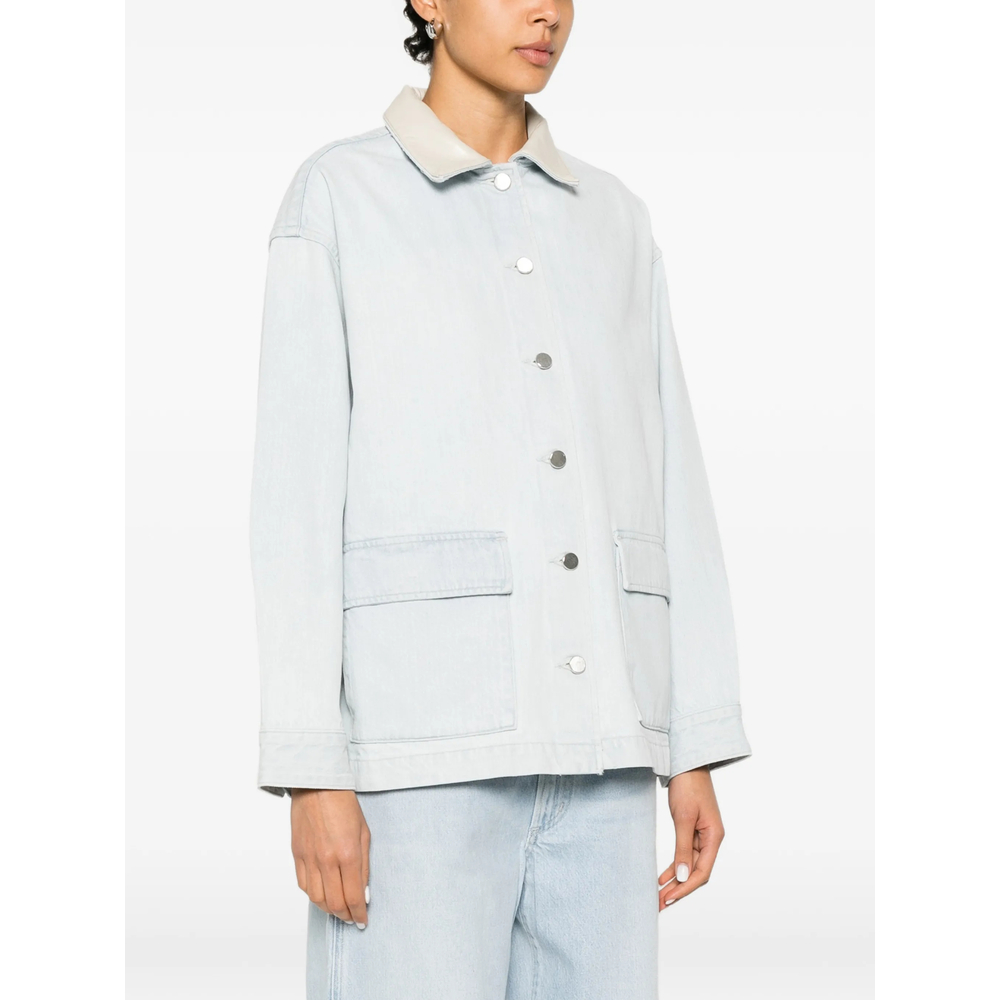 Contrast-Collar Denim Jacket