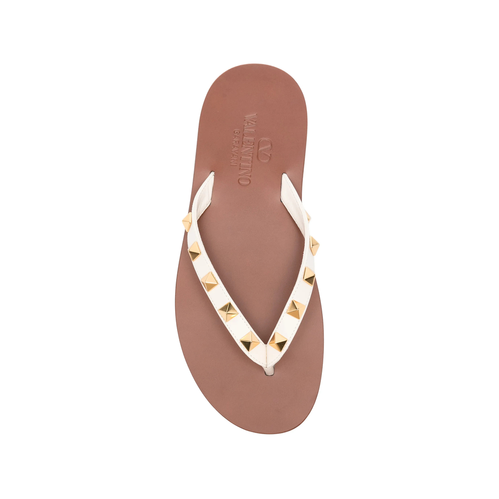 Garavani Rockstud Calfskin Thong Sandals