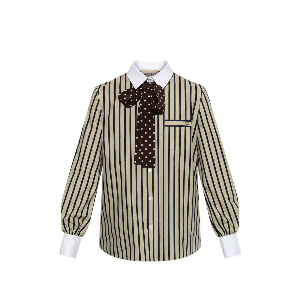 Striped Bow-Detail Shirt