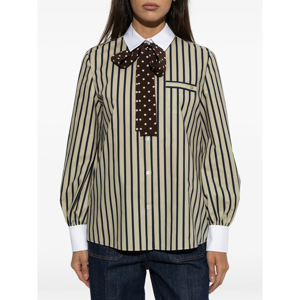 Striped Bow-Detail Shirt