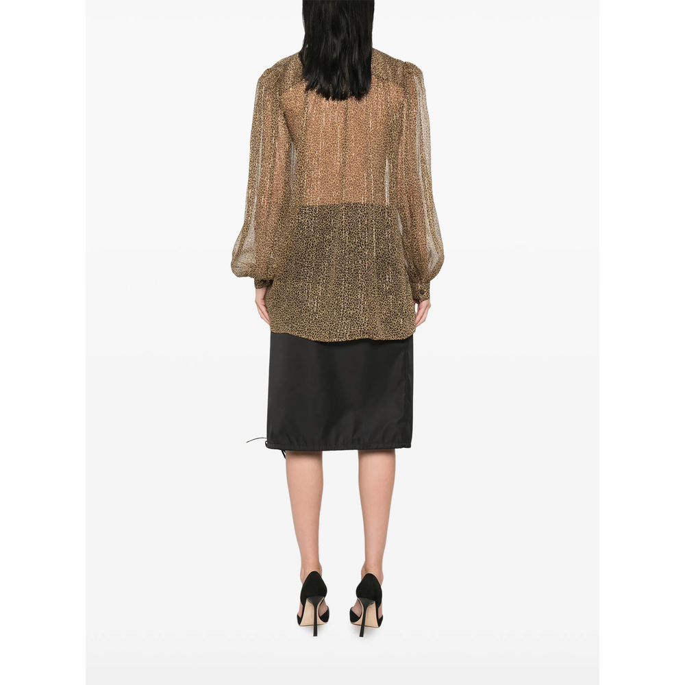 Leopard-Print Pussy-Bow Blouse