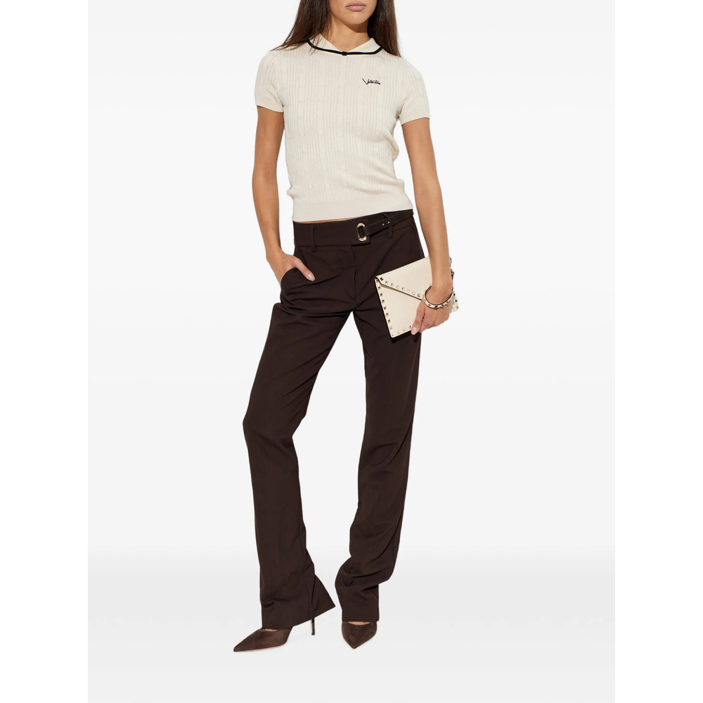 Logo-Embroidered Cable-Knit Top