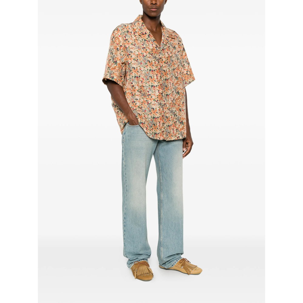 Floral-Print Camp-Collar Button-Down Shirt