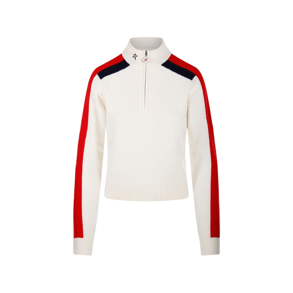 Side-Stripe Quarter-Zip Sweater