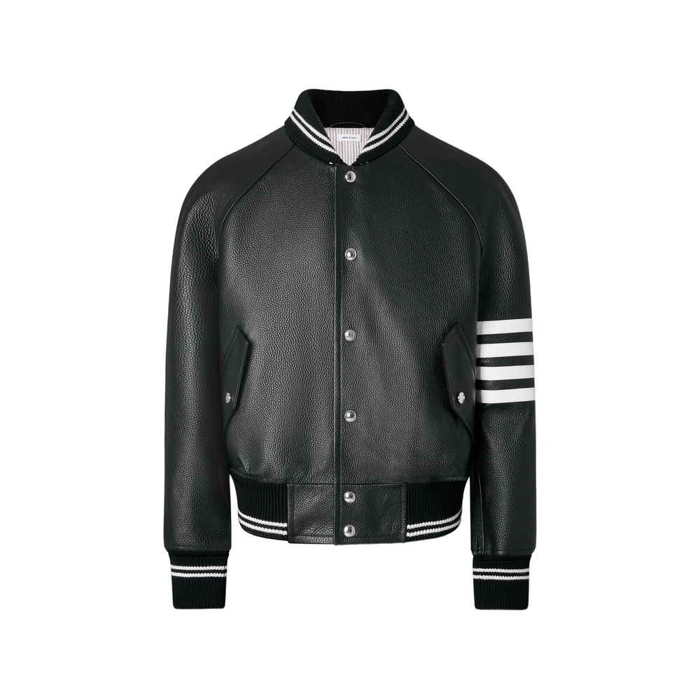 Thom Browne Leather 4-Bar Oversized Blouson Jacket