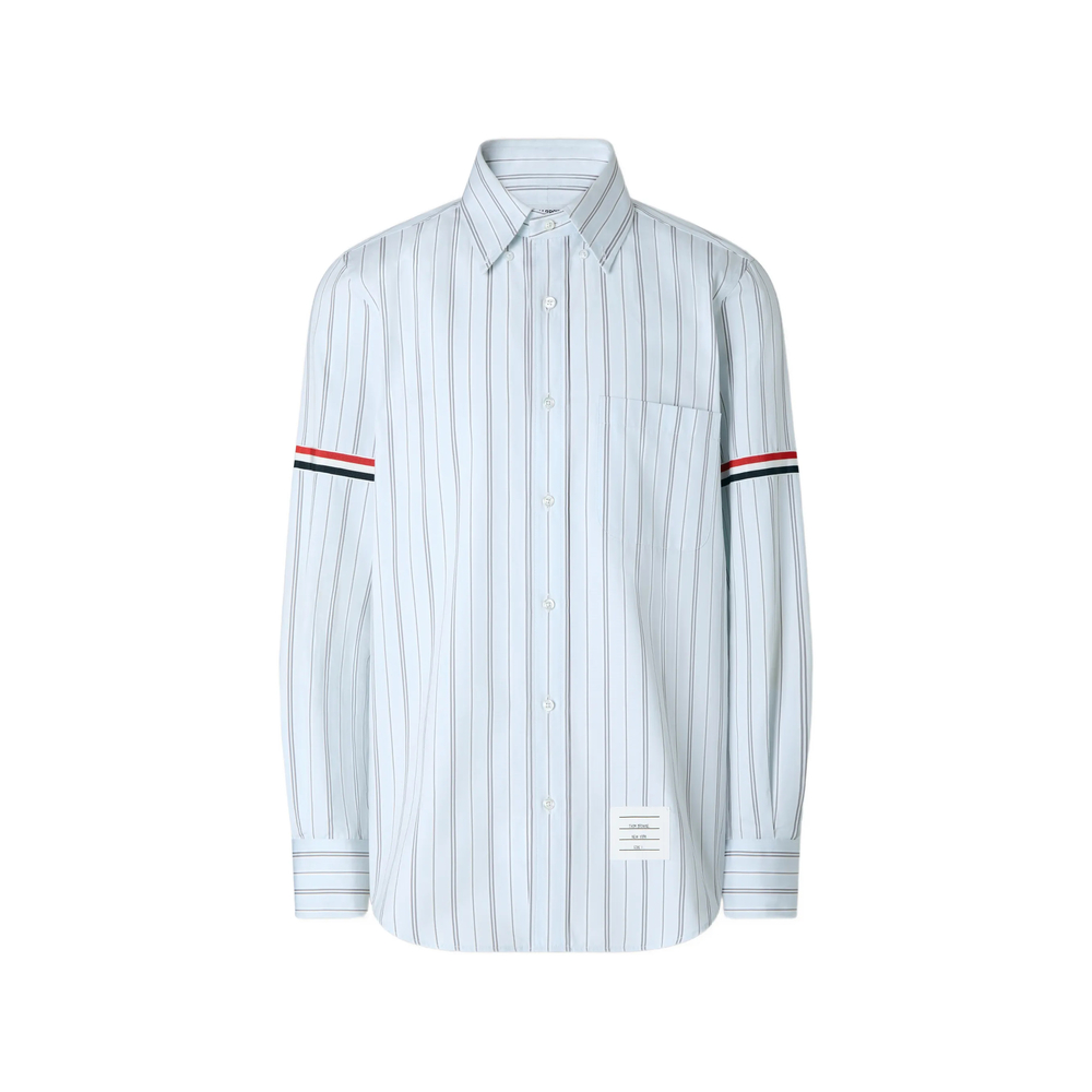 Thom Browne Poplin Hairline Stripe Shirt With Armbands