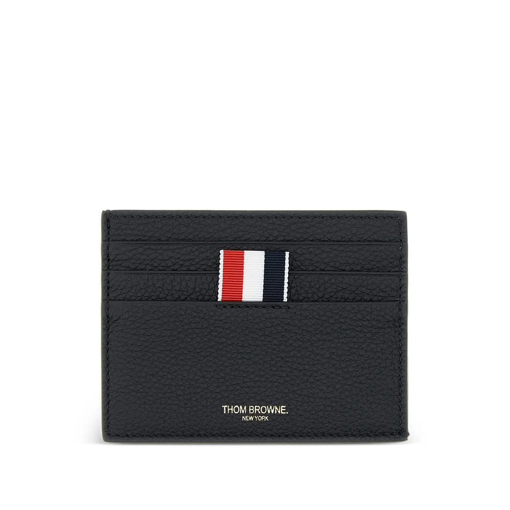 Thom Browne Pebble-grain Striped-tab Card Holder