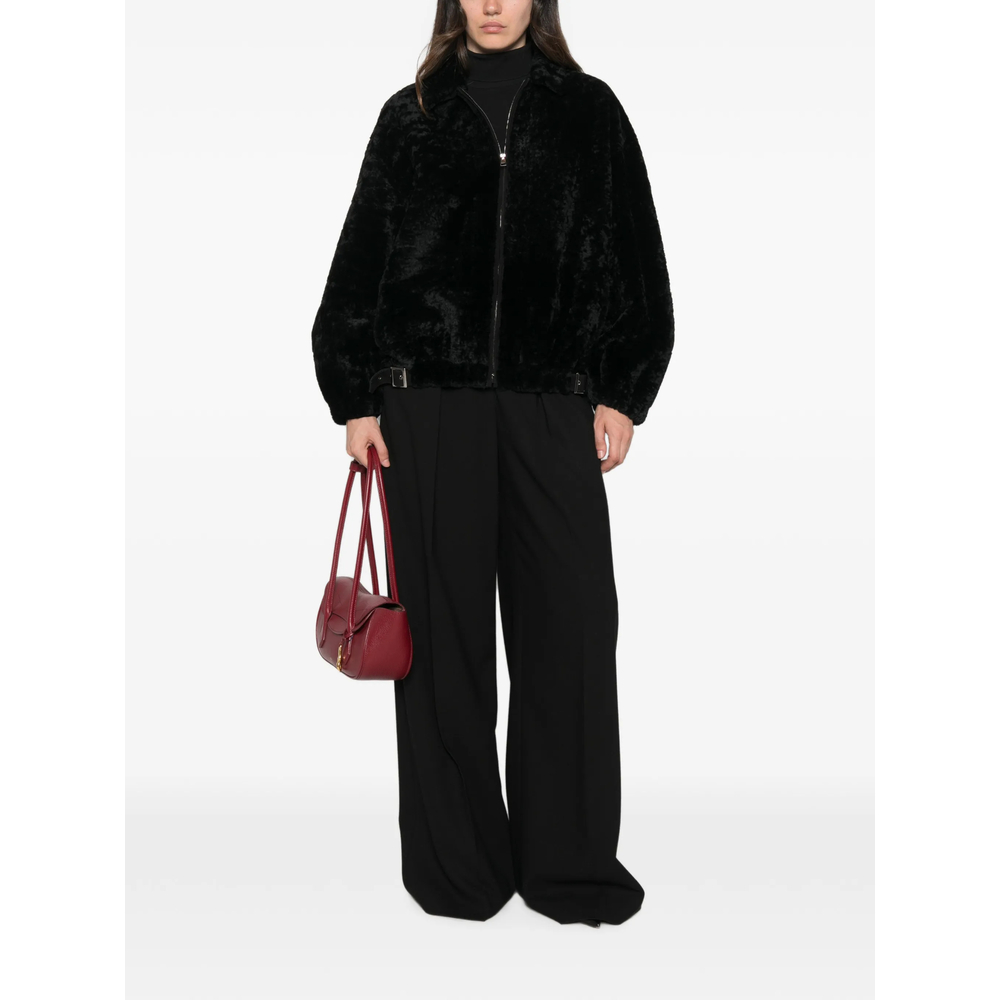 Strappy Buckle-Detail Fur Jacket