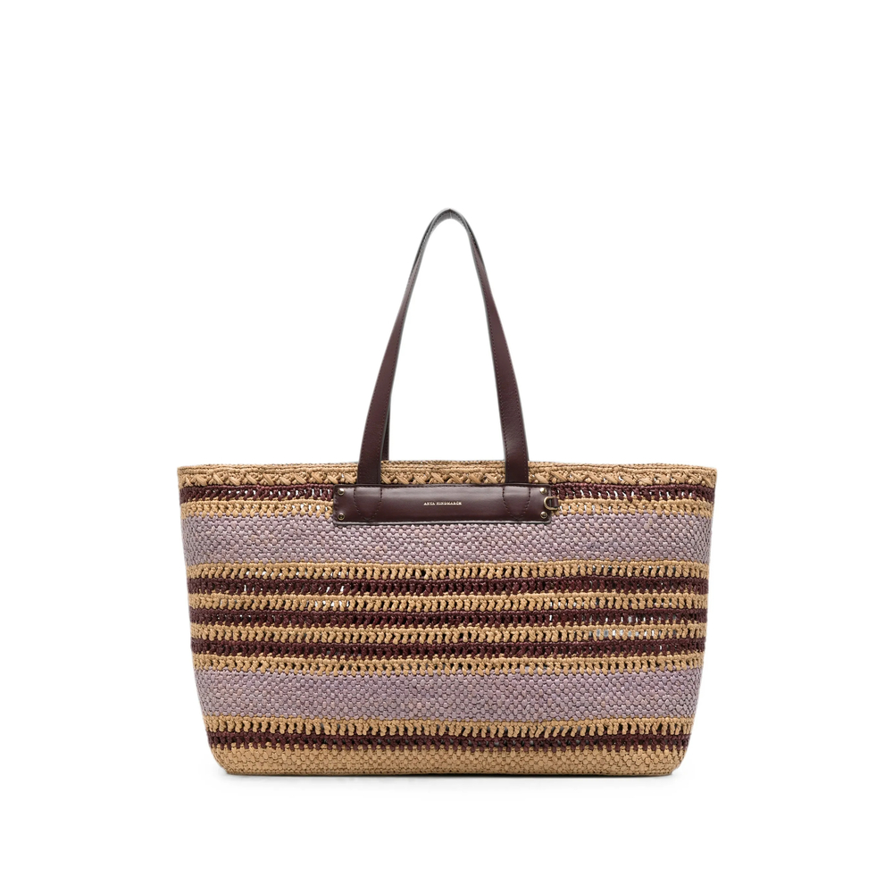 Anya Hindmarch E/W Natural Raffia Stripe Tote Bag