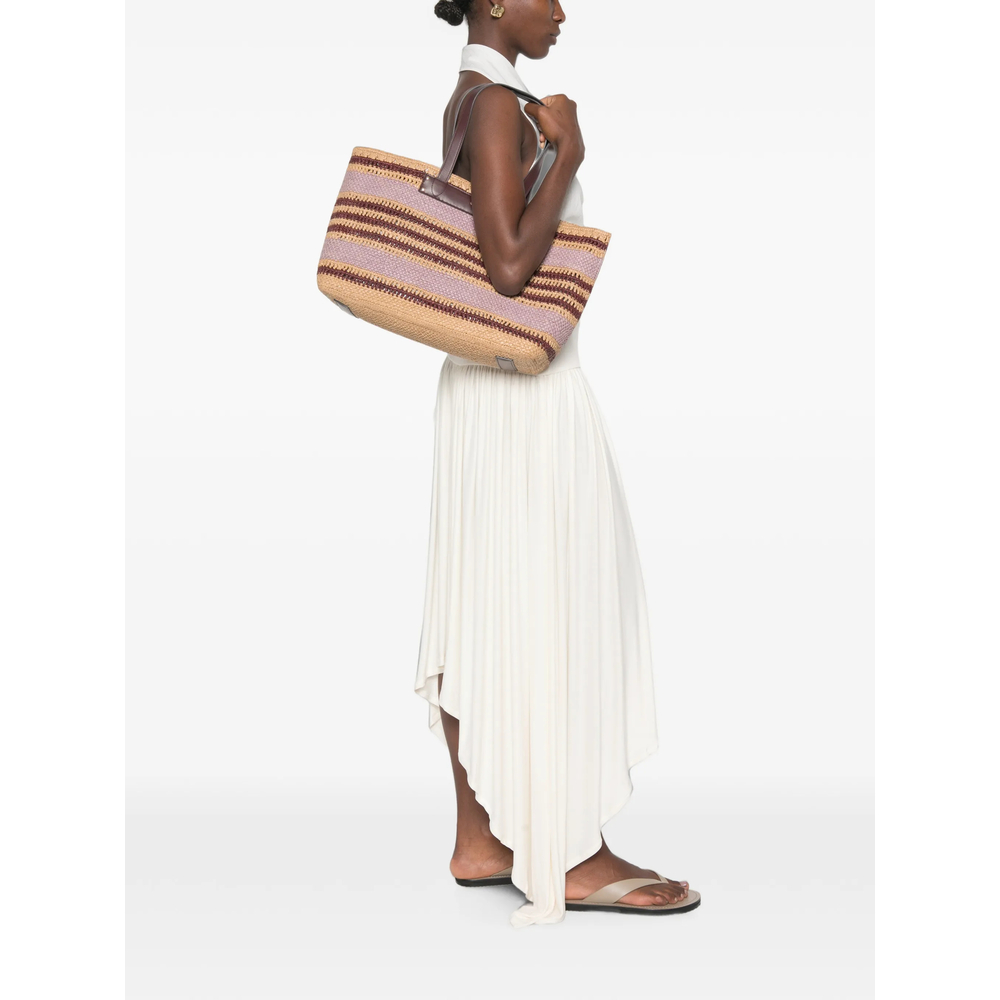 E/W Natural Raffia Stripe Tote Bag