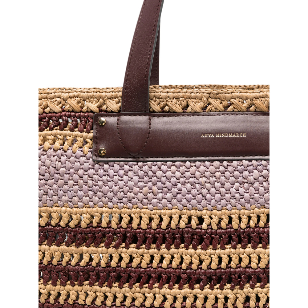 E/W Natural Raffia Stripe Tote Bag