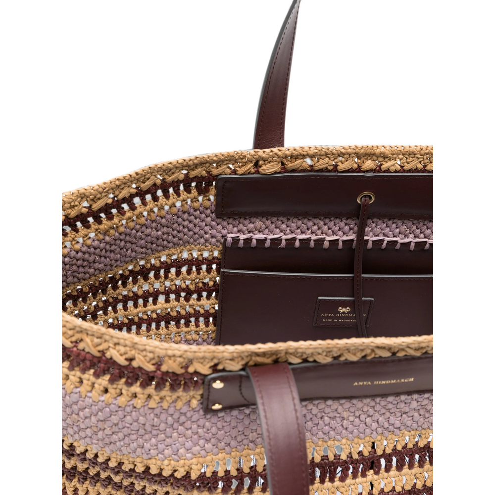 E/W Natural Raffia Stripe Tote Bag