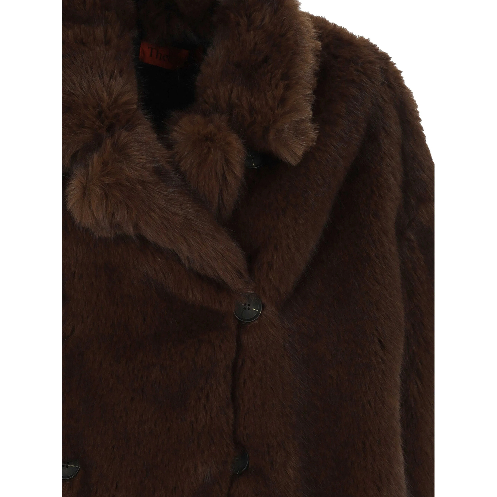 Faux-Fur Double-Breasted Jacket